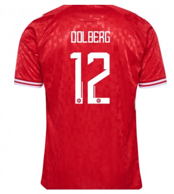 Dinamarca Kasper Dolberg #12 Primera Equipación Eurocopa 2024 Manga Corta